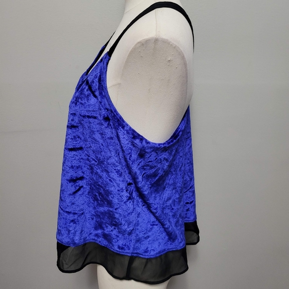 Mudd royal blue velvet chiffon trim tank size large - Picture 4 of 6